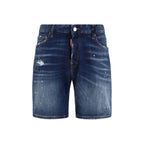 Blue Cotton Bermuda Shorts