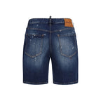 Blue Cotton Bermuda Shorts