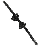 Black White Polka Dot Adjustable Neck Papillon Bow Tie