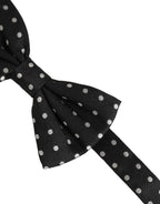 Black White Polka Dot Adjustable Neck Papillon Bow Tie