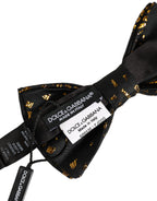 Black Gold Speckle Pattern Adjustable Neck Papillon Bow Tie