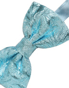 Light Blue Floral Brocade Adjustable Neck Papillon Bow Tie