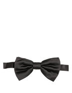 Men Black 100% Silk Adjustable Neck Papillon Bow Tie