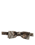 Men Brown Beige Floral Adjustable Neck Papillon Bow Tie