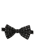 Black White Polka Dot Adjustable Neck Papillon Bow Tie