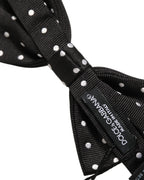 Black White Polka Dot Adjustable Neck Papillon Bow Tie