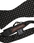 Black White Polka Dot Adjustable Neck Papillon Bow Tie