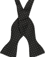 Black White Polka Dot Adjustable Neck Papillon Bow Tie