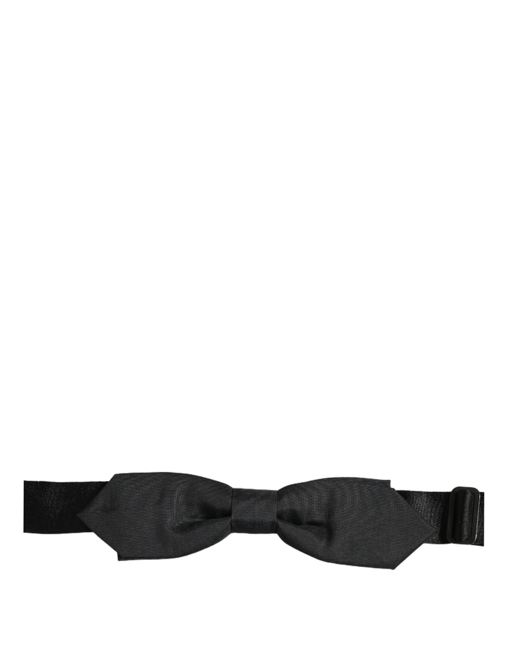 Men Black Polyester Adjustable Neck Papillon Bow Tie