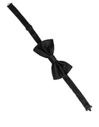 Men Black 100% Silk Adjustable Neck Papillon Bow Tie