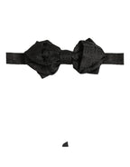 Men Black Paisley Silk Adjustable Neck Papillon Bow Tie