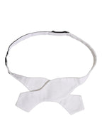 Men White 100% Silk Adjustable Neck Papillon Bow Tie