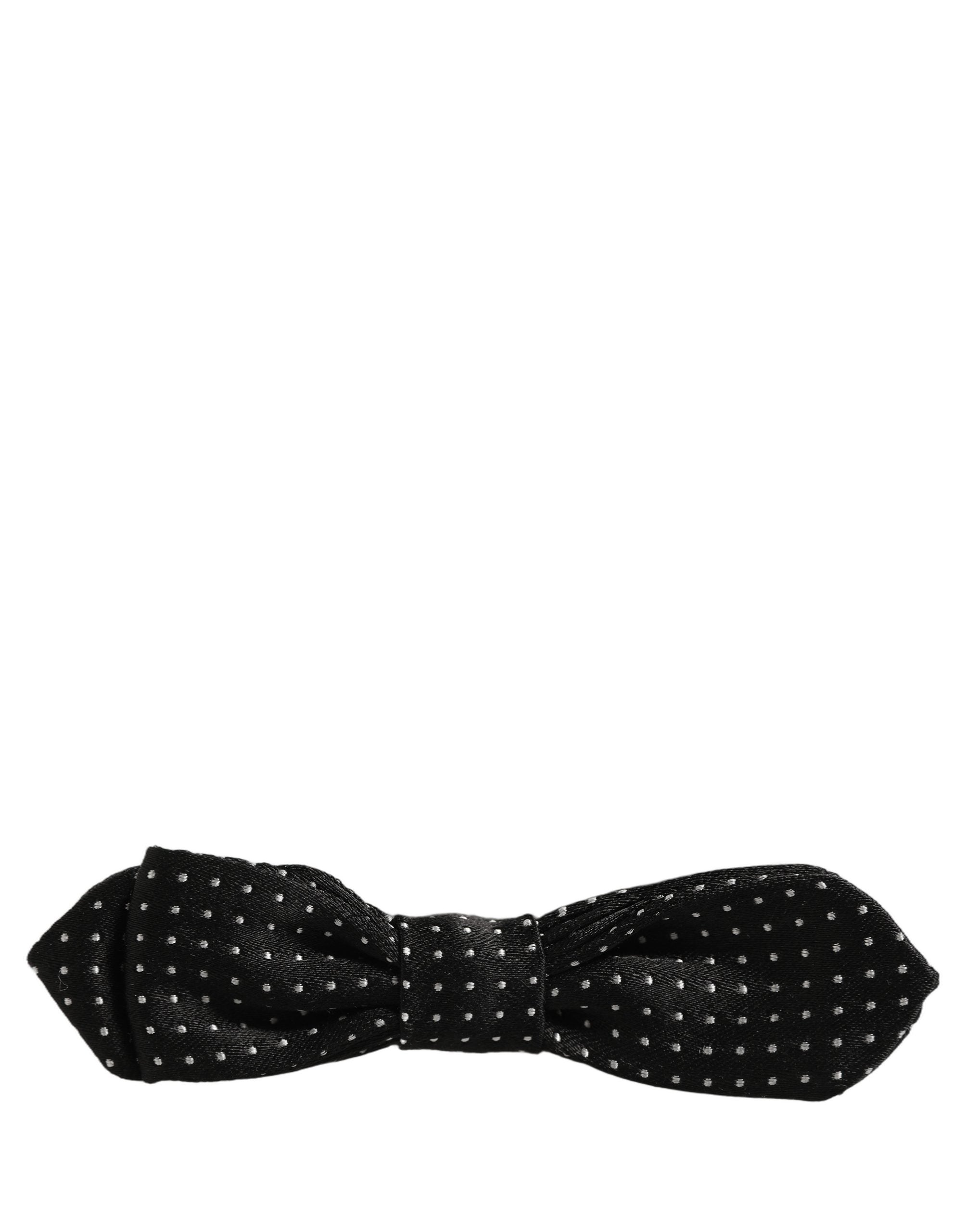 Black White Polka Dot Adjustable Neck Papillon Bow Tie