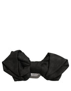 Men Black 100% Silk Adjustable Neck Papillon Bow Tie