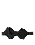 Men Black 100% Silk Adjustable Neck Papillon Bow Tie