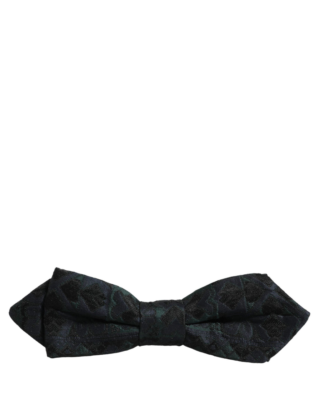 Men Black Green Paisley Adjustable Neck Papillon Bow Tie