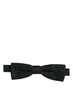 Men Black Green Paisley Adjustable Neck Papillon Bow Tie