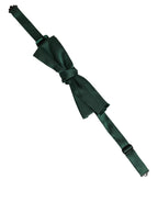 Men Dark Green Silk Adjustable Neck Papillon Bow Tie