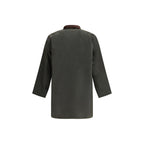 Bicolor Cotton Full-Length Jacket