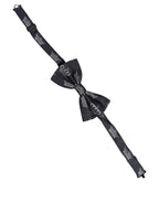 Men Black Crown Silk Adjustable Neck Papillon Bow Tie
