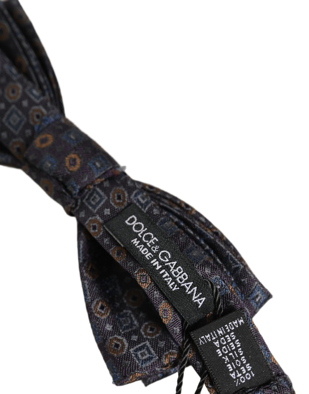 Men Dark Gray Geometric Adjustable Neck Bow Tie