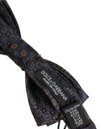 Men Dark Gray Geometric Adjustable Neck Bow Tie