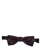 Men Blue Red Paisley Adjustable Neck Papillon Bow Tie