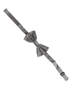 Men Gray 100% Silk Adjustable Neck Papillon Bow Tie