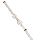 Men Off White 100% Silk Adjustable Neck Papillon Bow Tie