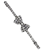 Men Black Silver Circles Adjustable Neck Papillon Bow Tie