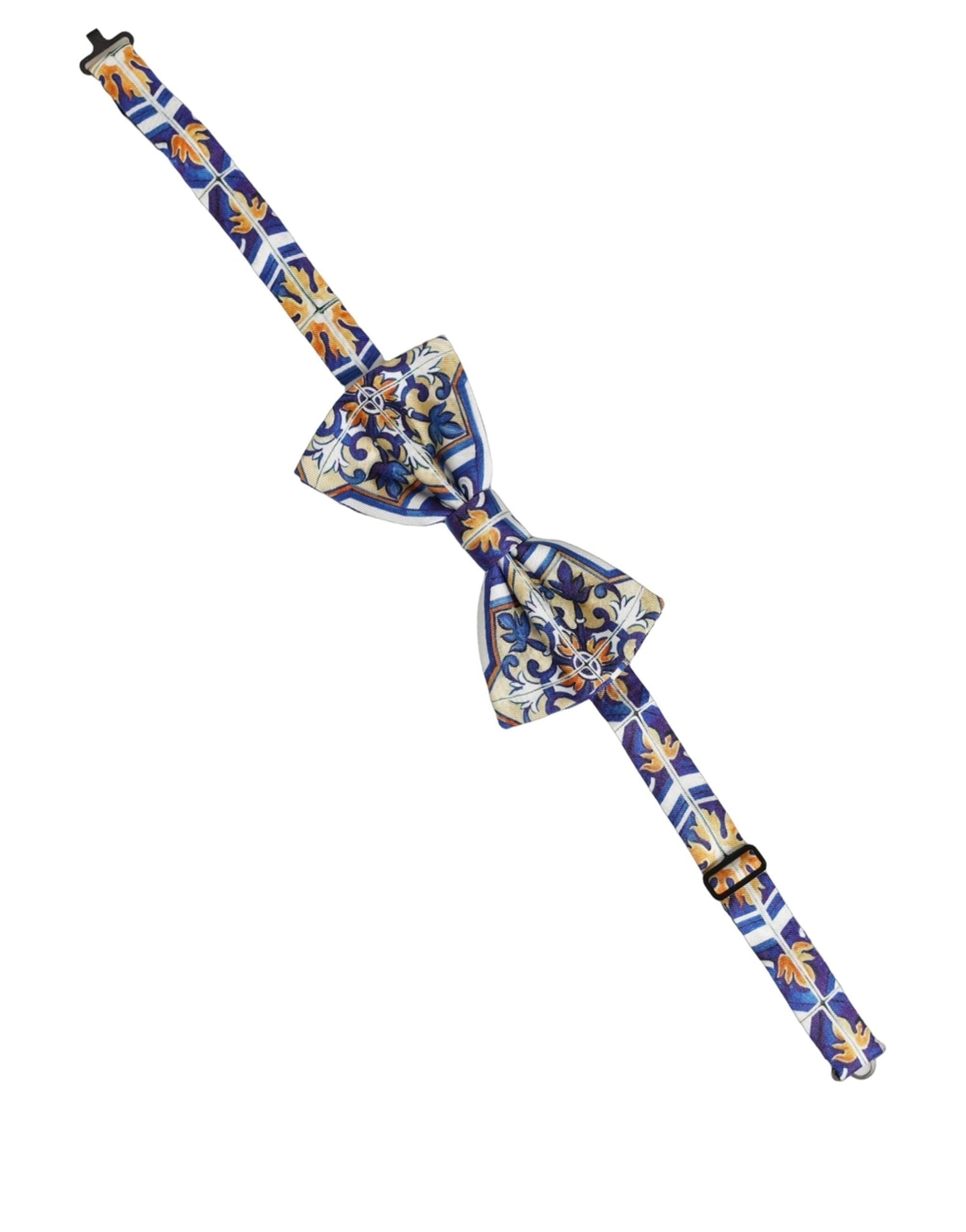 Men Multicolor Majolica Adjustable Neck Papillon Bow Tie