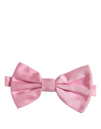 Men Pink 100% Silk Adjustable Neck Papillon Bow Tie