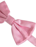 Men Pink 100% Silk Adjustable Neck Papillon Bow Tie