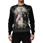 Black Cashmere Cherub Print Baroque Sweater