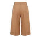 Beige Viscose Women Shorts