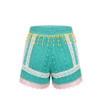 Green Cotton Women Shorts