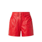Red Polyester Women Shorts