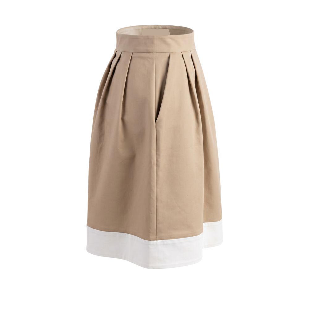 Beige Cotton Women Skirt