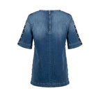 Blue Cotton Women Shirt