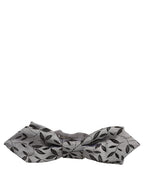 Men Gray Abstract Silk Adjustable Neck Papillon Bow Tie