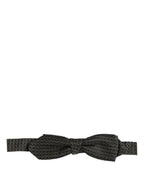 Men Black Dotted Silk Adjustable Neck Papillon Bow Tie