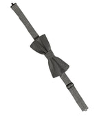 Men Gray Silk Patterned Adjustable Neck Papillon Bow Tie