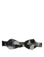 Black White Checkered Adjustable Neck Papillon Bow Tie