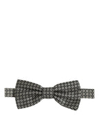 Men Gray Silk Patterned Adjustable Neck Papillon Bow Tie