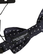 Black White Polka Dot Adjustable Neck Papillon Bow Tie