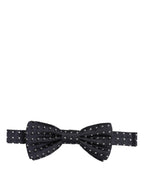 Black White Polka Dot Adjustable Neck Papillon Bow Tie