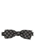 Black White Geometric Silk Adjustable Neck Papillon Bow Tie