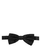 Men Black Paisley Silk Adjustable Neck Papillon Bow Tie