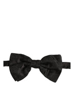 Men Black Paisley Silk Adjustable Neck Papillon Bow Tie