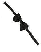 Men Black Paisley Silk Adjustable Neck Papillon Bow Tie